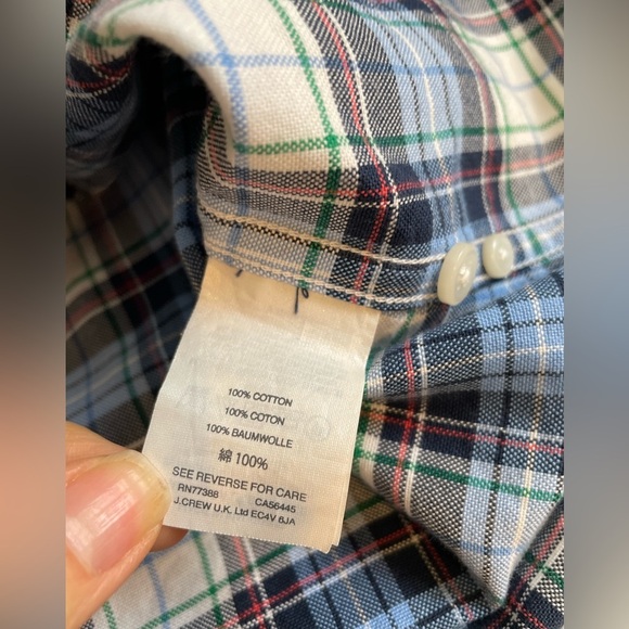 J crew all cotton oxford Men's Blue Plaid Shirt - Picture 7 of 12